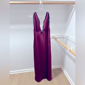 NWT Thirty Thirty Burgundy & black polka dot lace trimmed Dress - XL